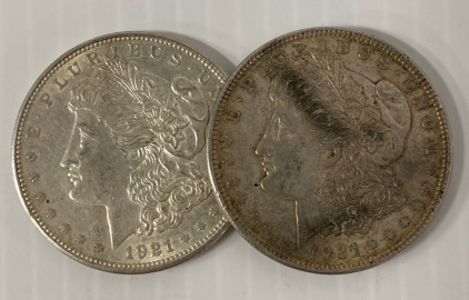 (2) 1921 Silver Morgan Dollars