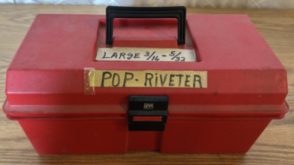 Lil Red Tool Box With 2 Rivet Guns & Large Assortment Of Rivets 3/16-5/32
