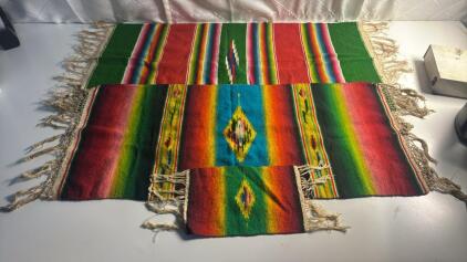Antique/ Vintage Mexican Saltillo serape Table Runners & more. (1) 9.25L x 6&rdquo;W (1) 30L x 13.5&rdquo;W (1)33L x 16.25W