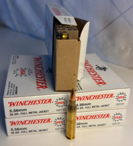 (5) 20 Round Boxes Of Winchester 5.56mm 55GR. Full Metal Jacket