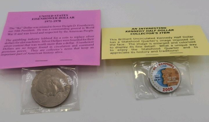 (1) US Eisenhower Dollar 1971-1978 And (1) Kennedy Half Dollar Collectors Item