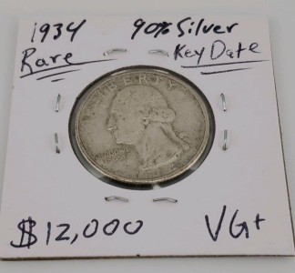 1934 Rare 90% Silver Quarter