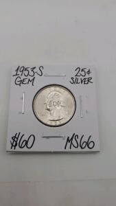 1953-S Washington Silver Quarter MS-66
