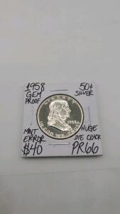 1958 PR66 Gem Proof Silver Franklin Half Dollar