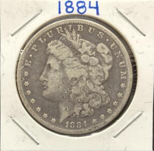 1884 Morgan Silver Dollar, United States Mint, No Visible Mint Mark, George T. Morgan