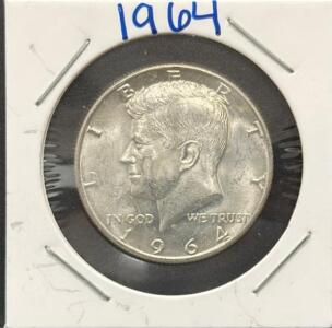 1964 Kennedy Half Dollar Coin, Silver Content, U.S. Mint