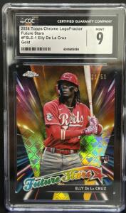 2024 Topps Chrome LogoFractor Future Stars Elly De La Cruz Card #FSLE-1 CGC Graded 9 MINT