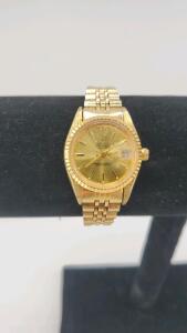 Rolex Oyster Perpetual Gold Tone 26mm Datejust Watch (Selling As Replica)
