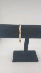 14k Stamped 8mm Gold Tone Figaro Chain Bracelet Replica