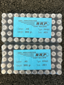 (100) Rnds Of High Performance BRP Cast Bullets .45 Cal 305 Gr. FPGC