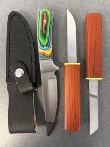 7" Wild Deer Hunter Knife With Sheath and Multi Colored Handle And A 2-In-1 Knife 7.5"