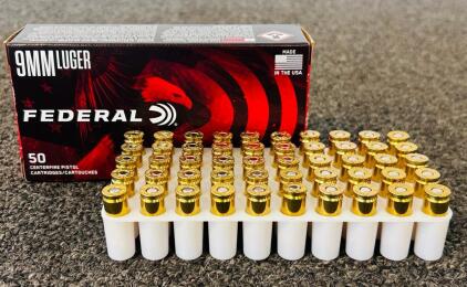 (50) Rnds Of Federal 9mm Luger 124 Gr.