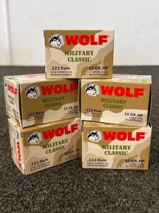 (100) Rnds Of Wolf Military Classic .223 REM 55 Gr. HP