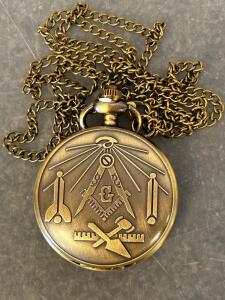 Bronze Colored Full Hunter Style Quartz Pocket Watch