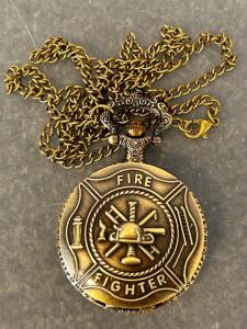Bronze Colored Full Hunter Style Quartz Pocket Watch