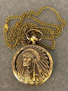 Bronze Colored Full Hunter Style Quartz Pocket Watch