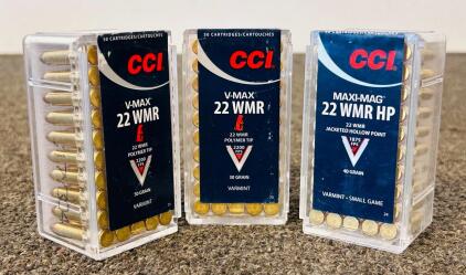 (150) Rnds Of CCI V-Max 22 WMR Polymer Tip 30 Gr.