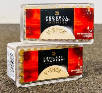 (100) Rnds Of Federal Premium V-Shok .22 Cal Win Magnum 30 Gr.
