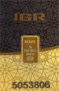 1 Gram Fine Gold 999.9 Bar (IGR)