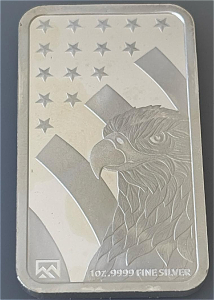 1oz .9999 Fine Silver Flag/Eagle Bar