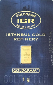 1 Gram 999.9 Fine Gold Produced By The Istanbul Gold Refinery (IGR)