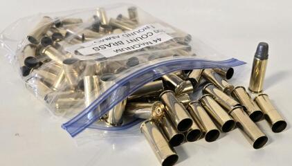 (100) Count .44 Magnum Brass And (1) Live Round