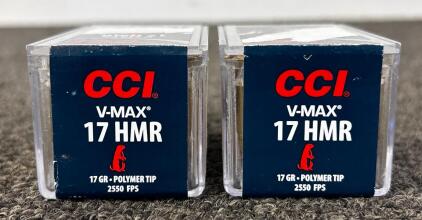(2) Boxes Of CCI V-Max 17 HMR 17 Gr. Polymer Tip Ammo