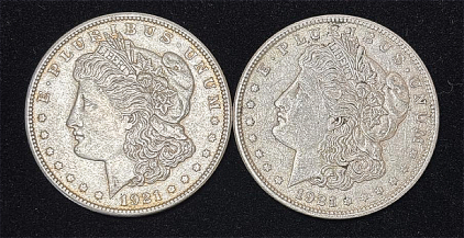 (2) 1921 Morgan Silver Dollar Coins