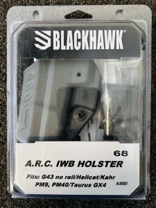 Blackhawk A. R.C. IWB Holster Fits: G43 No Rail/ Hellcat/ Kahr PM9, PM40/ Taurus GX4
