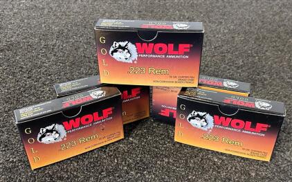 (100) Rnds Of Wolf Permance Gold .223 REM 55 Gr. Copper FMJ