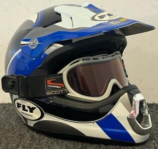 Scott/Fly Moto Racing Helmet W/ Goggles & Carrying Bag