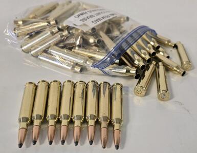 (70) Count 7mm Rem Mag Brass And (8) Live Rounds