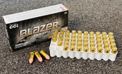 Box Of Blazer Ammunition 9mm Luger 115 Gr. FMJ