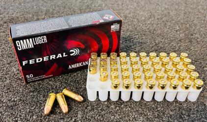 Box Of Federal 9mm FMJ 115 Gr.
