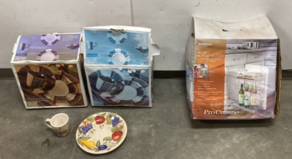 (2) Dishware Sets & Soiding Rack