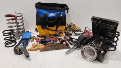 (1) Skil Reciprocating Saw (1) Dewalt Pistol-Grip Drill And Assorted Tools
