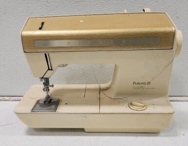 (1) 29 1/2"H X 37 1/2"W Vintage Folding Sewing Table (1) Singer Futura II Model 920 Two Way Sewing Machine