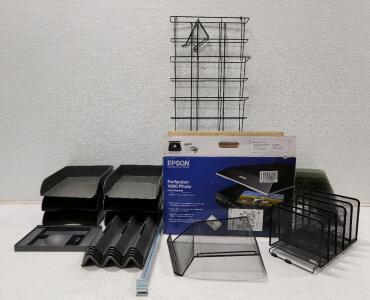 (1) Espon Perfection V600 Photo Color Scanner And Assorted Organization File Holders