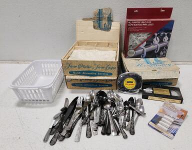 (3) Federal Glass Hospitality Snack Sets (1) Life Guard Yellow Steelmaster 100ft Tape (1) All Purpose Light Clips And More