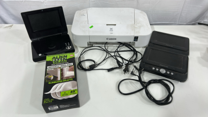 (1)Canon Printer (1)GPX Portable DVD Player (1)ProScan Podtable DVD Player With Monitor