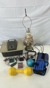 (1)Northern Humidifier 2 Gallon Compacity (1)Vintage Style Lamp (1)Vintage Sears 5190 Portable 43-Range Multitester & More