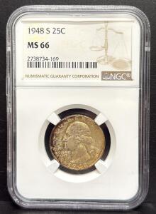 1948 S Washington Quarter, MS 66, Graded by NGC