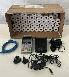 (1) Ingenico iWL250 Wireless Credit Card Terminal With Cords (90)Rolls Of Thermal Paper 2 1/4inx74ft