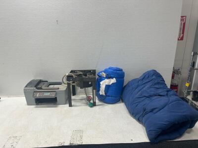 (1) Outdoor stove burner (1) 80&rdquo;X 33&rdquo; Sleeping Bag (1) HP Officejet printer and more.