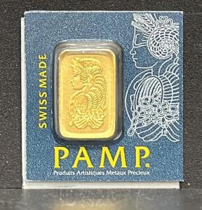 PAMP Fortuna Gold Bar 1g 999.9 Fine Gold, Serial D752286, Swiss Made