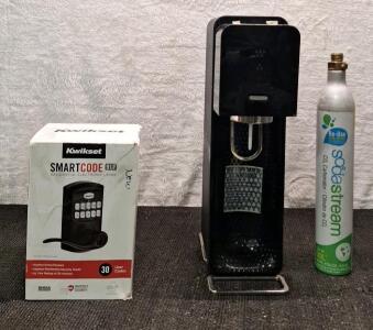 (1) Kwikset SmartCode 917 Residential Electronic Lever Door Lock Assembly & (1) Soda Stream Machine