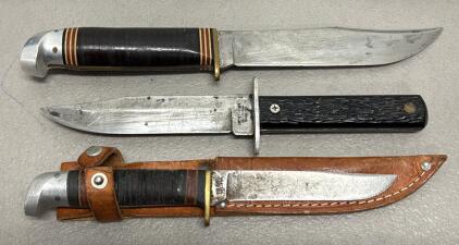 Western & West-Cut Fixed Blade Hunting Knives, Leather & Synthetic Handles, USA
