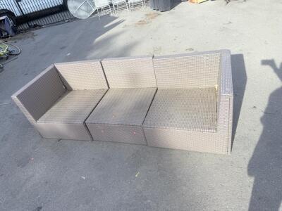 (1) Brown Modular Wicker Sofa Set- No Cushions