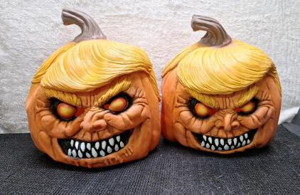 (2) Pumpkin Halloween Masks & (1) Box Of Assorted Amazon Overstock