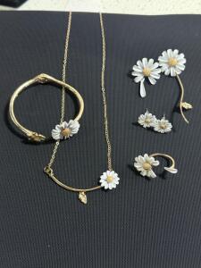 Large Assorted Dandilion Jewelry Collection- Earrings, Bracalet, Necklace, & Ring